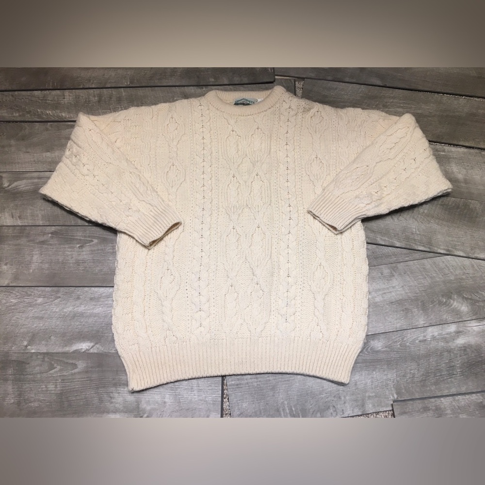 Aran Crafts Chunky Cable Wool Irish Fisherman Sweater Adult Vintage Size Large